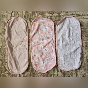 NWOT Carter's Set of 3 Large Pink 100% Cotton Animal Print & Stripes Burp Cloths